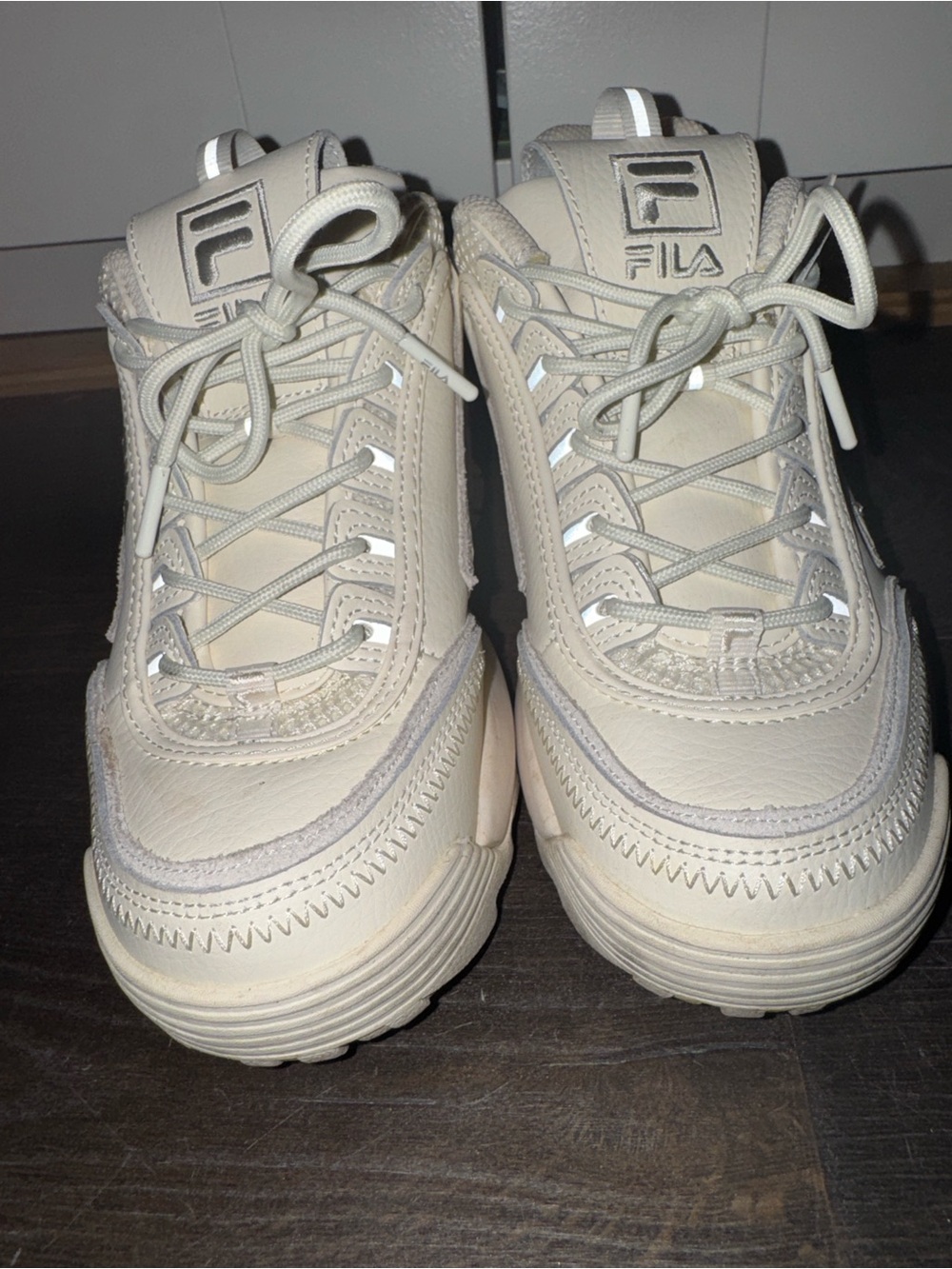 FILA Women's Cream/Off-White Disruptor-inspired Platform Sneaker